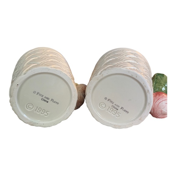 1995 Fitz and Floyd Basket Weave Coffee Mug Green Onion and radish Handle - Picture 7 of 7